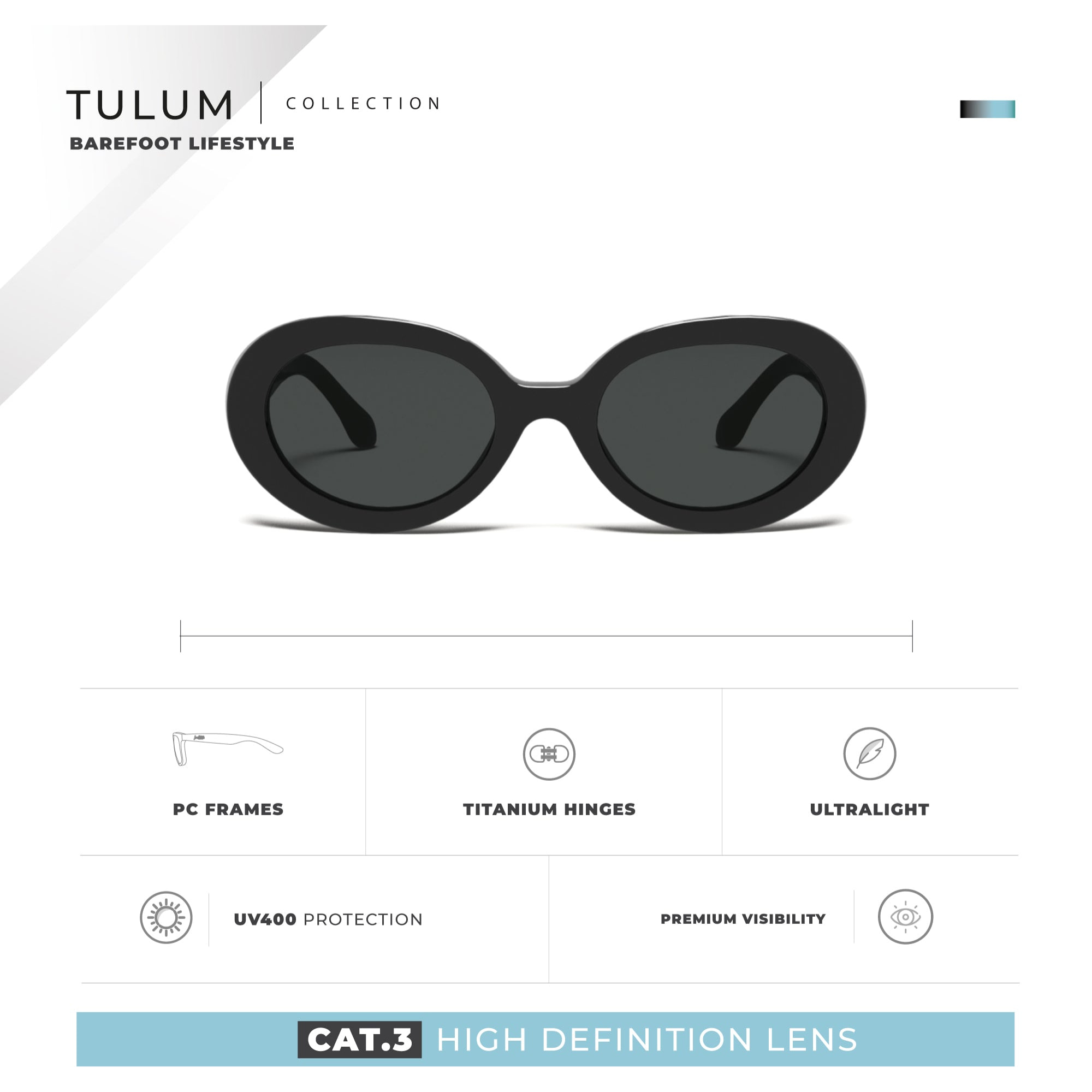 Gafas de Sol Tulum Negro Hanukeii para hombre y mujer