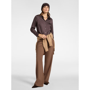 Elena Mirò - Camicia in raso stretch - Marrone