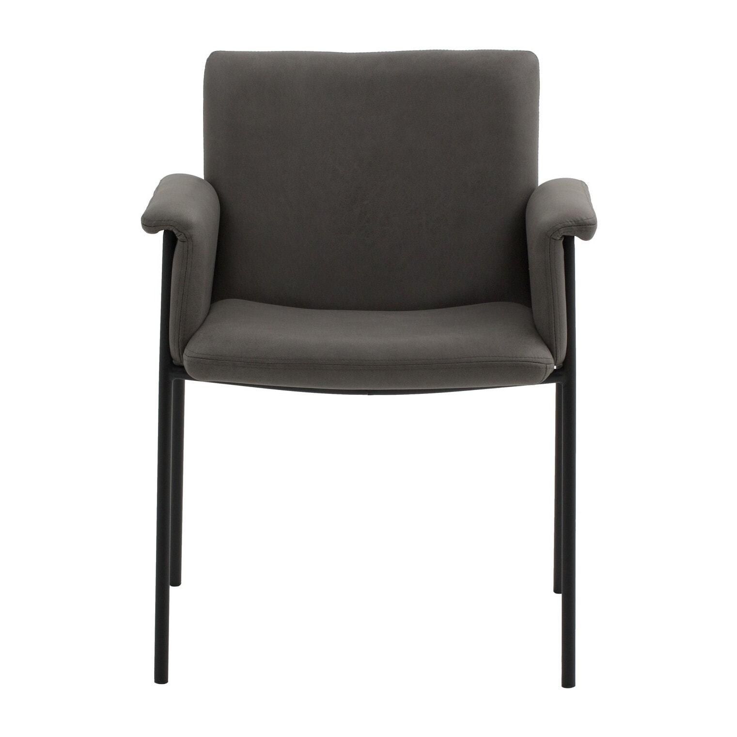 Set di 4 sedie CANCÚN in similpelle grigio e gambe in metallo nero, con braccioli