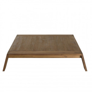 ALIDA - Table basse carrée marron 115x100cm pieds inclinés bois teck recyclé