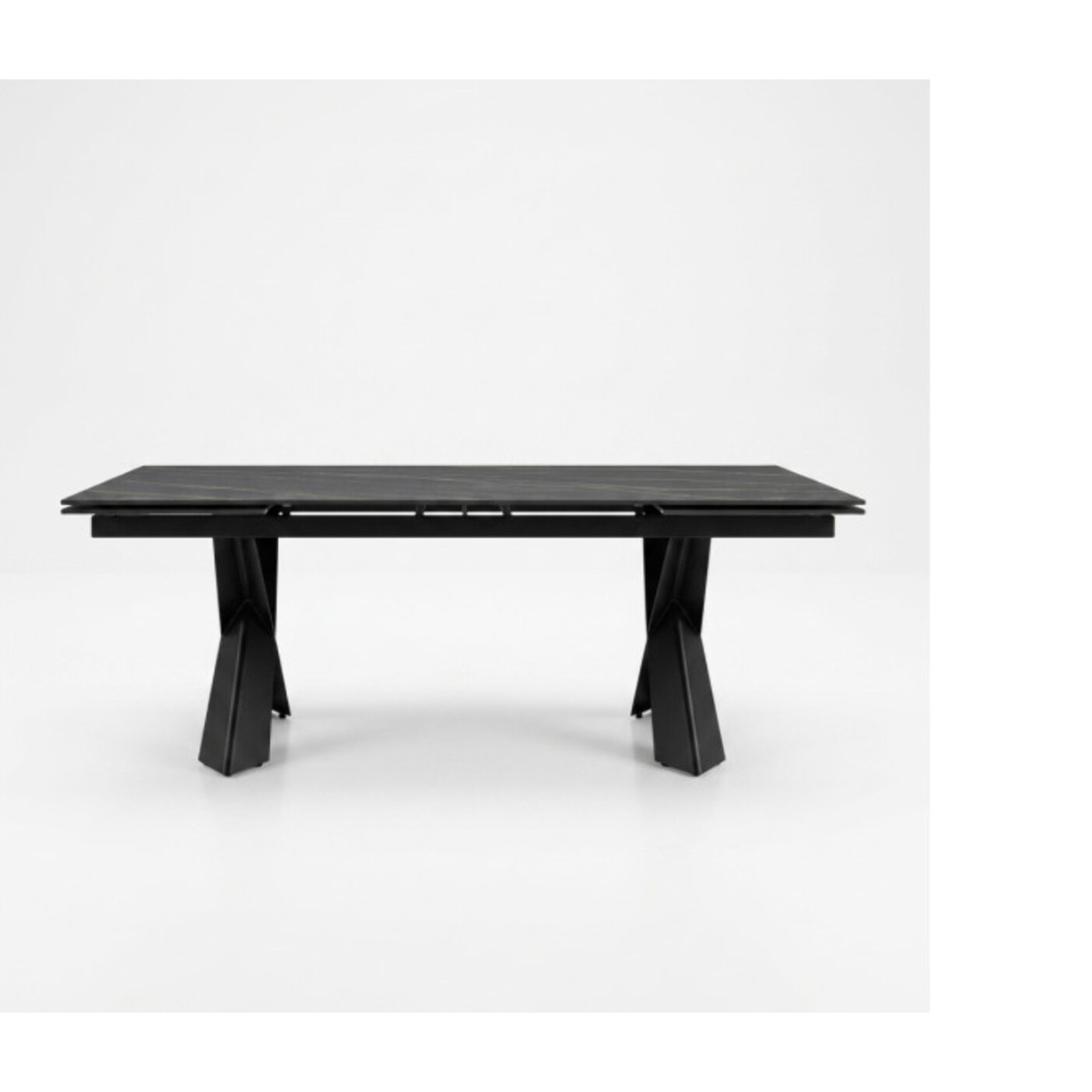 Table à manger extensible 200/300cm céramique noir effet marbré - NYLA