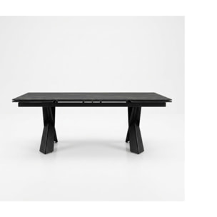Table à manger extensible 200/300cm céramique noir effet marbré - NYLA