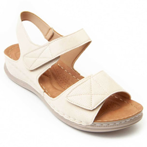 Sandalia de cuña - Beige - Altura: 3 cm