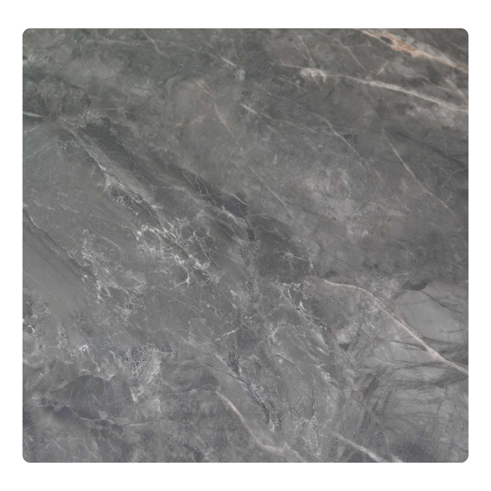 Tavolino Vacchetti in metallo con piano in pietra sinterizzata grigia cm65x65h45