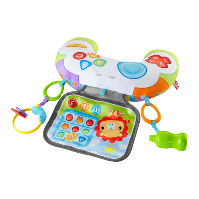 Fisher Price Cuscino Baby Gamer giocattolo sensoriale per giocare distesi sul pancino, dalla nascita in su unisex Fisher-Price Multicolor