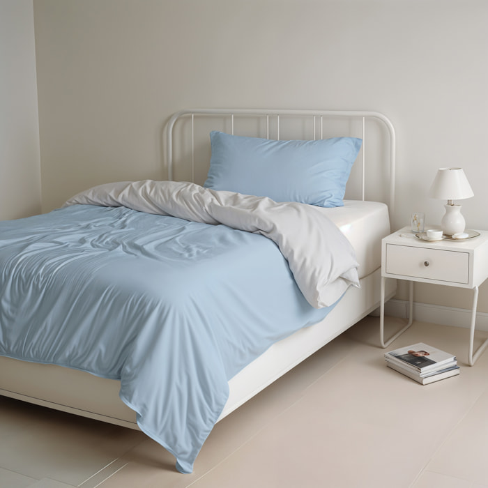 PARURE COPRIPIUMINO NATURAL COLOR PIAZZA E MEZZA - 100% COTONE MADE IN ITALY