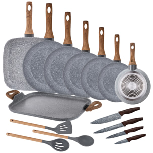 Pack Daimiel San Ignacio  7 sartenes + plancha+ cuchillos de cocina + utensilios