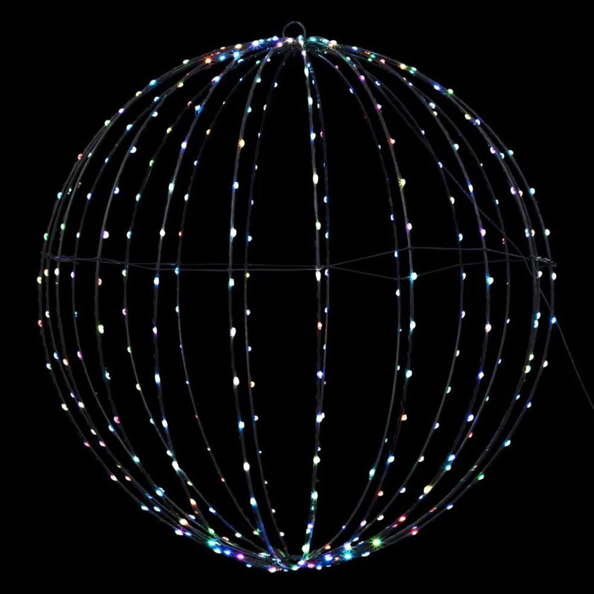 iluminación navideña de bola metálica plegable con 224 luces led rgb y control remoto