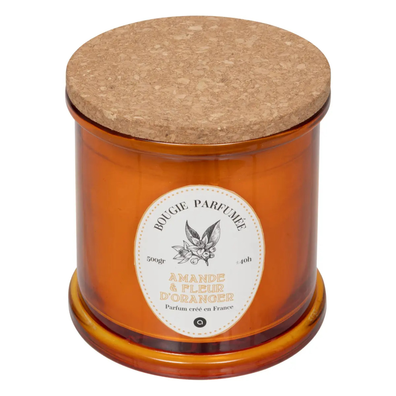 Bougie parfumée Hapo 500g pot en verre avec couvercle amande