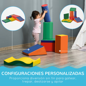 Juego de 7 Bloques de Espuma para Niños de 1-3 Años Bloques Psicomotricidad Figuras de Construcción para Escalar y Gatear 60x40x11 cm Multicolor