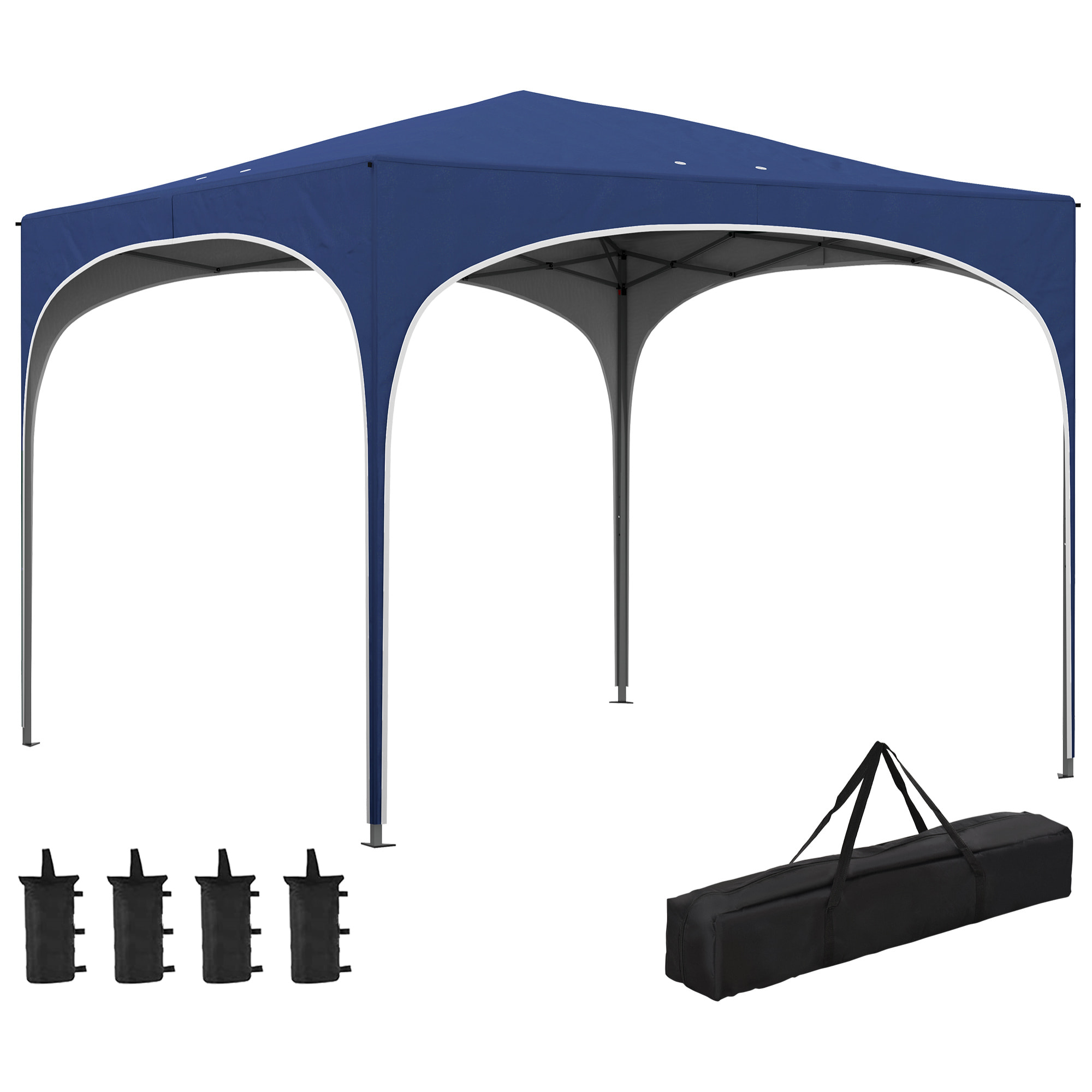 Carpa Plegable 3x3 m Cenador de Jardín Altura Ajustable con Bolsa de Transporte Impermeable Anti-UV y Bolsas de Arena para Exteriores Jardín Patio Azul Oscuro