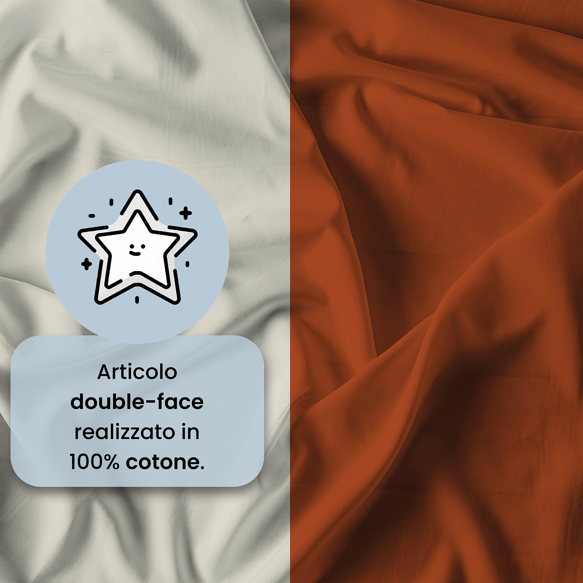 PARURE COPRIPIUMINO NATURAL COLOR, 100% Cotone, Made in Italy - TERRA/PANNA