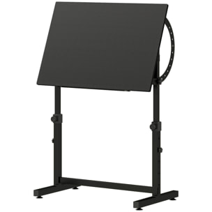 Table à dessin inclinable - bureau réglable H.70-90cm - noir