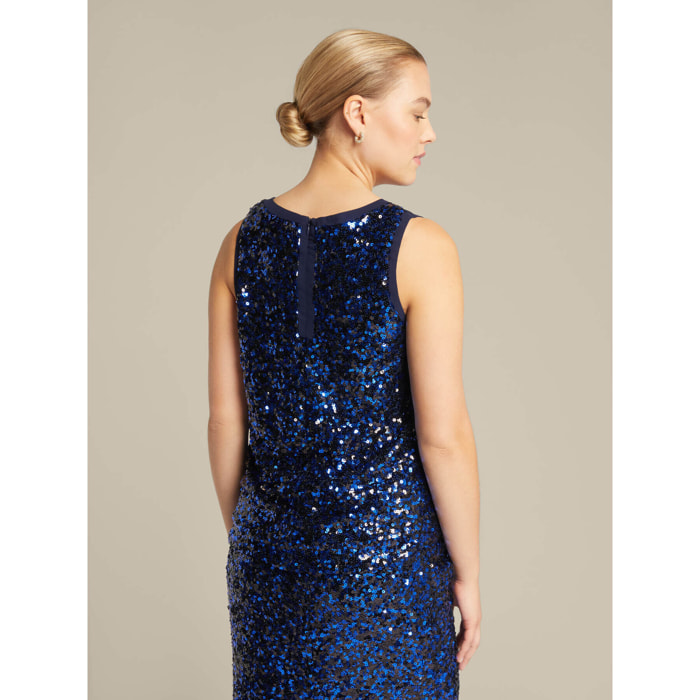 Elena Mirò - Top in tulle ricamato - Blu