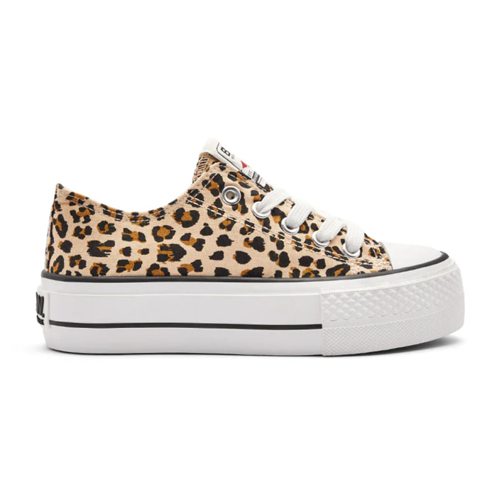 Sneakers basse con plateau e stampa leopardata