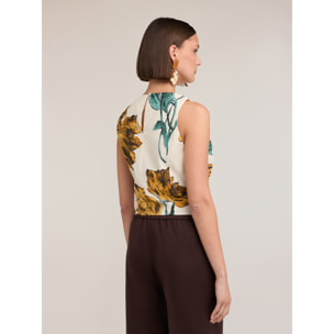 Motivi - Top de popelina con estampado floral - Blanco