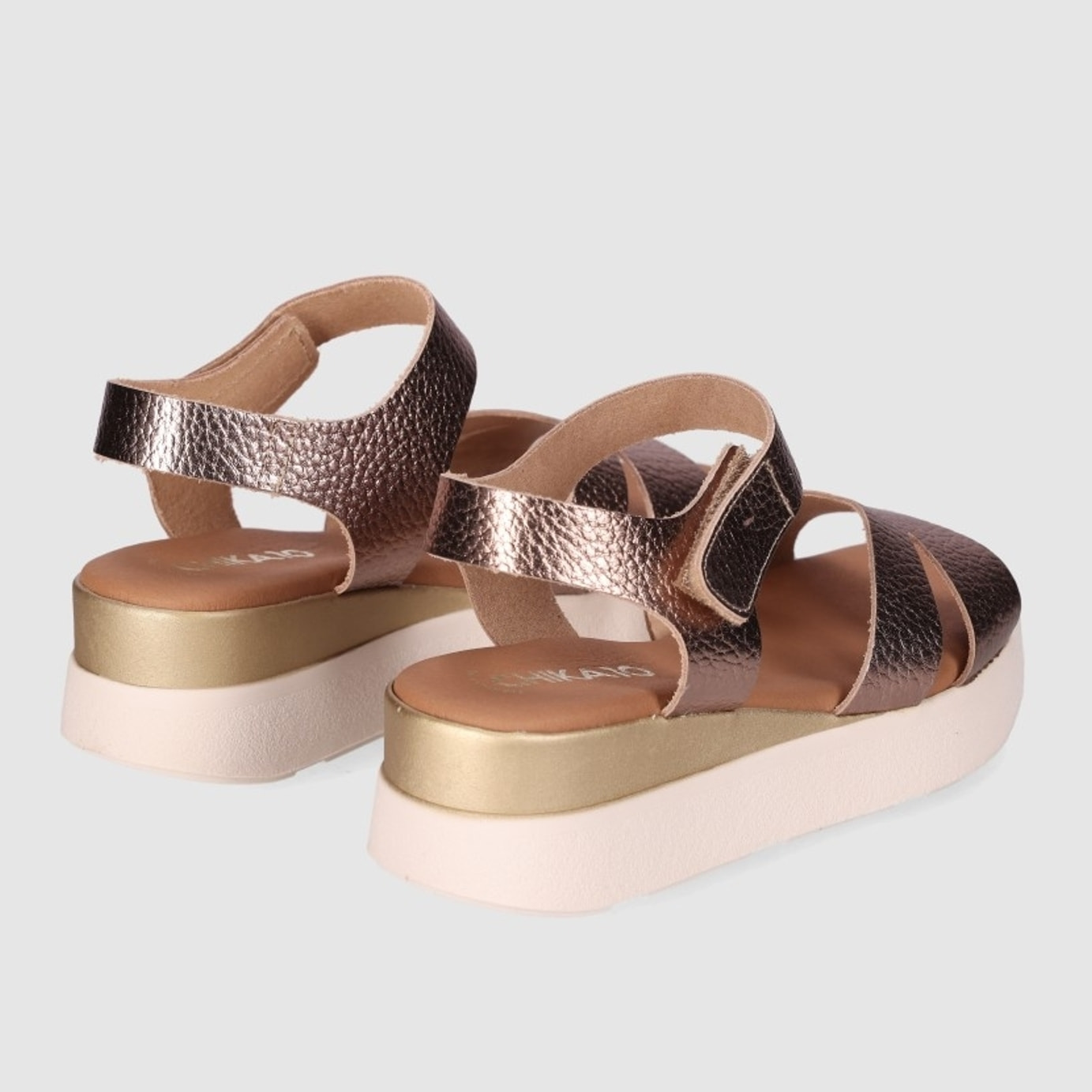 Sandalias de Piel - Bronce - Tacón: 4 cm