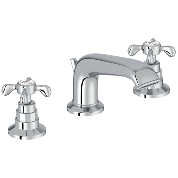 Mitigeur lavabo 3 trous rétro Cleo poignées à croisillon chrome
