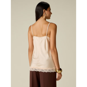 Oltre - Top lingerie in raso e pizzo - Beige