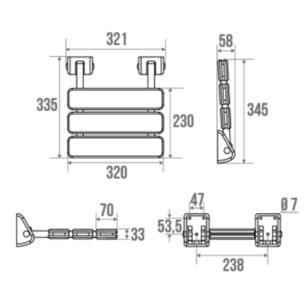 Siège de douche PMR PELLET Essentiel à fixer relevable