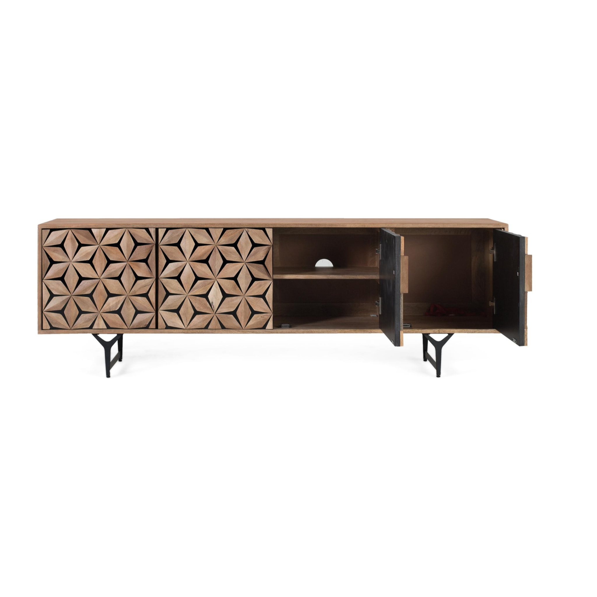 Mueble TV de Madera de Mango 177 Cm Estilo Contemporáneo Geométrico