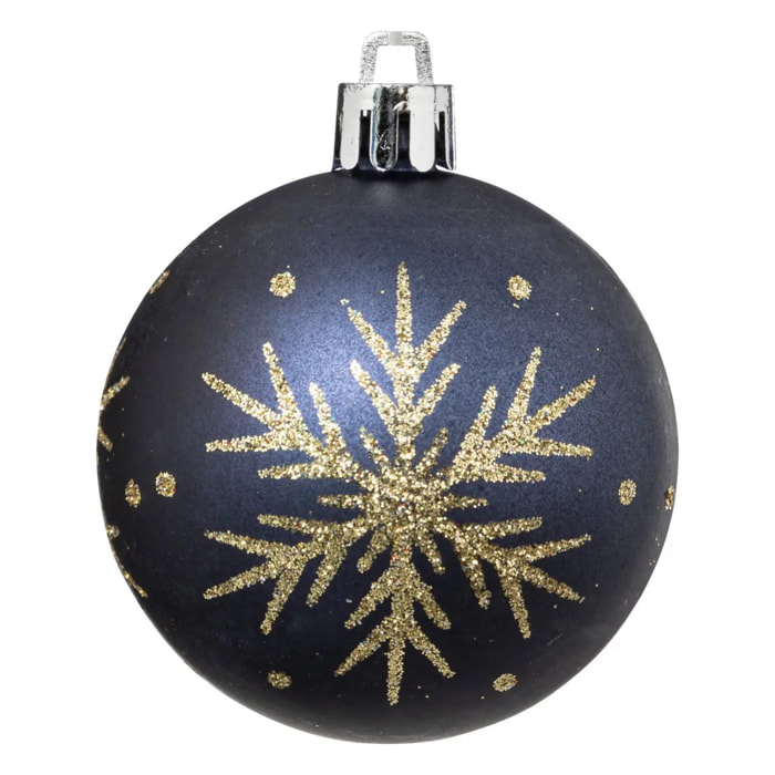Boules de Noël "Colorama de Noël" lot de 25 en plastique recyclé D6cm bleu doré