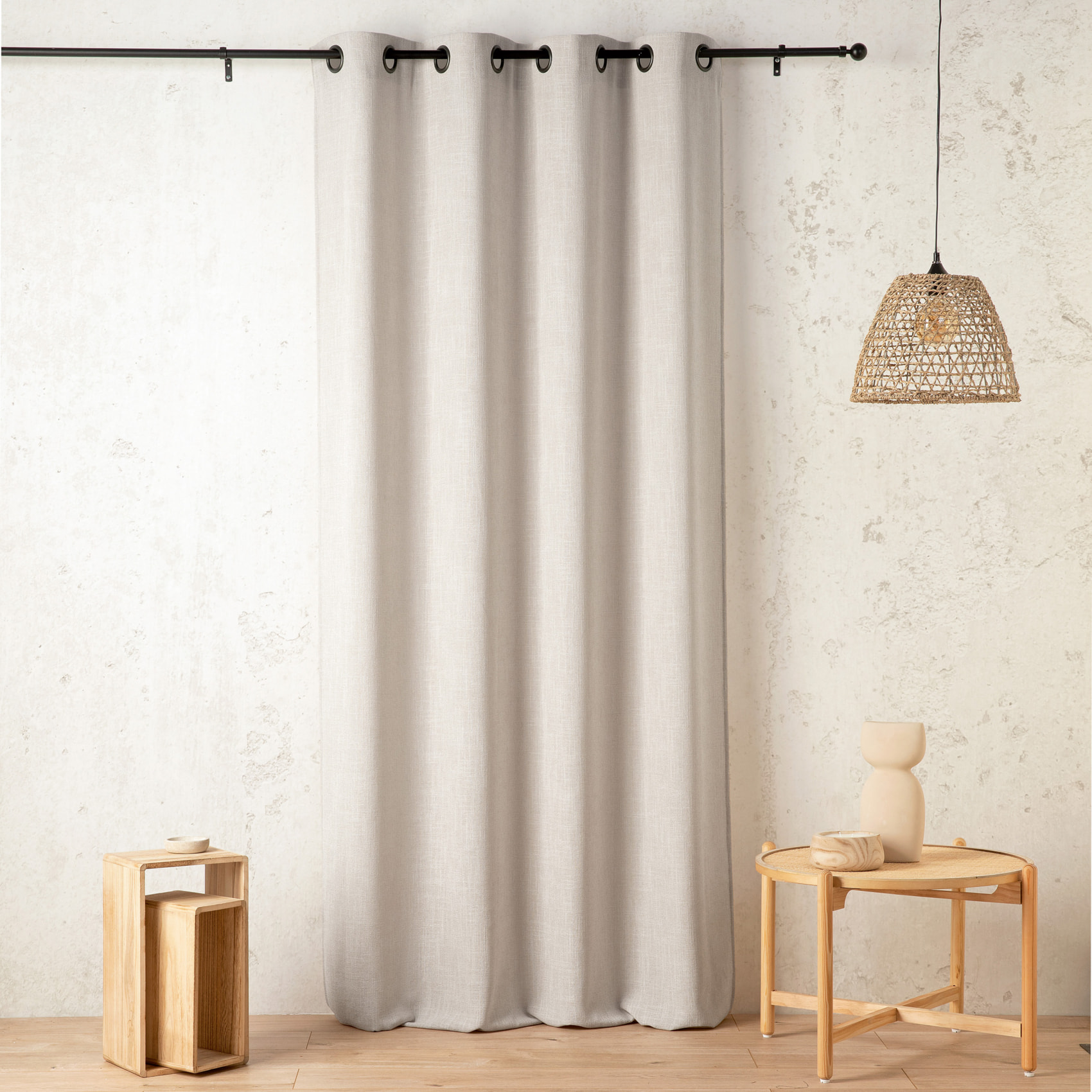 Rideau tamisant  - Effet lin authentique - Blanc