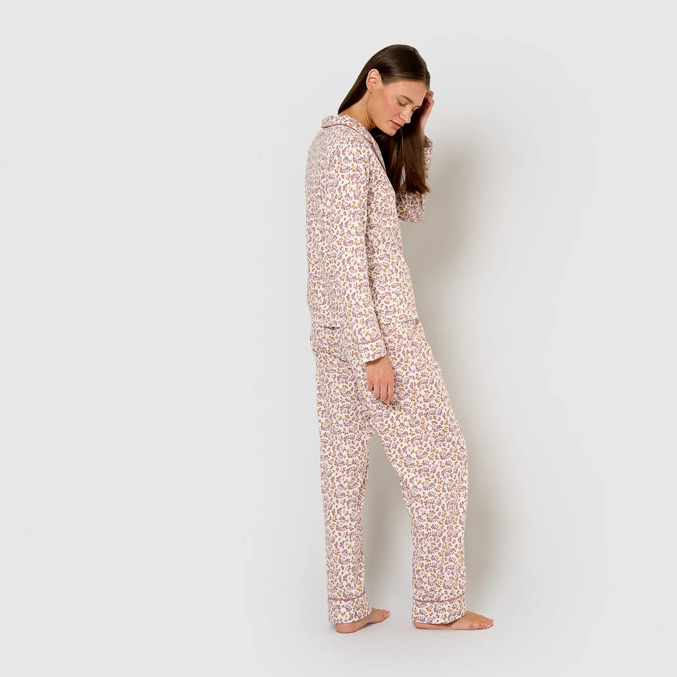 Pijama camisero algodón selvana rosa