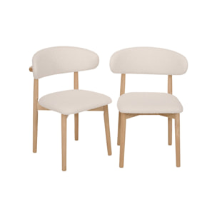 Chaise bois d'hévéa et tissu bouclette (lot de 2)  PAOLA