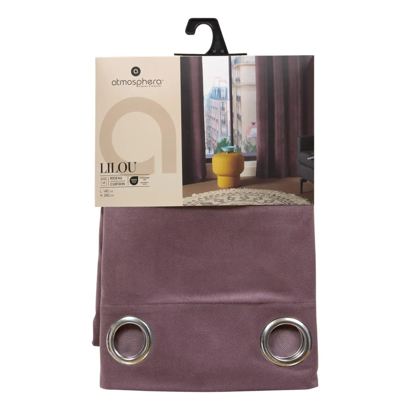 Rideau Lilou violet clair 140x260cm