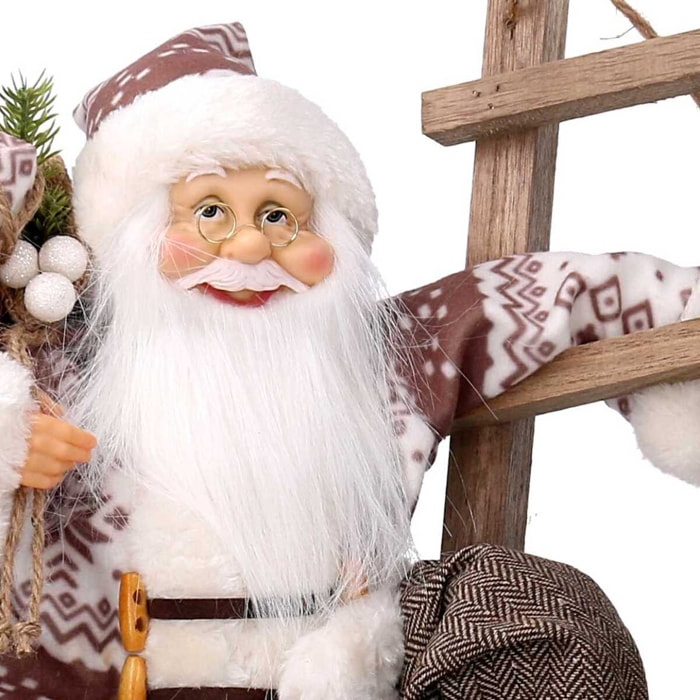 Babbo natale in tessuto bianco su scala cmh45