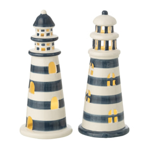 J-Line Phare Ligné - porcelaine - blanc/bleu - large - 2 pièces - Lampes LED