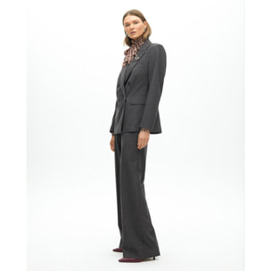 Pantaloni dritti a righe con elastico in vita