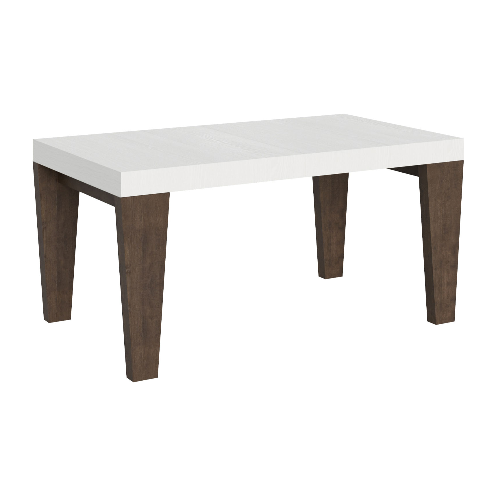 Mesa extensible 90x160/420 cm Spimbo Mix tapa Fresno Blanco patas Nogal