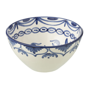 J-Line bol Granada High - céramique - blanc/bleu - medium - Ø 22 cm