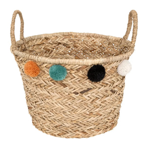 Panier enfant pompons Livi roseau D41cm