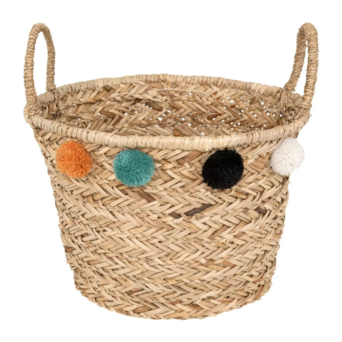 Panier enfant pompons Livi roseau D41cm