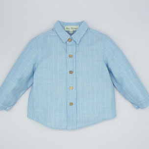 Camisa cuello camisero raya espiga azul