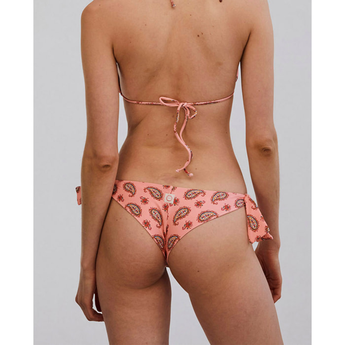 Braga de bikini brasileña con lazos y estampado paisley
