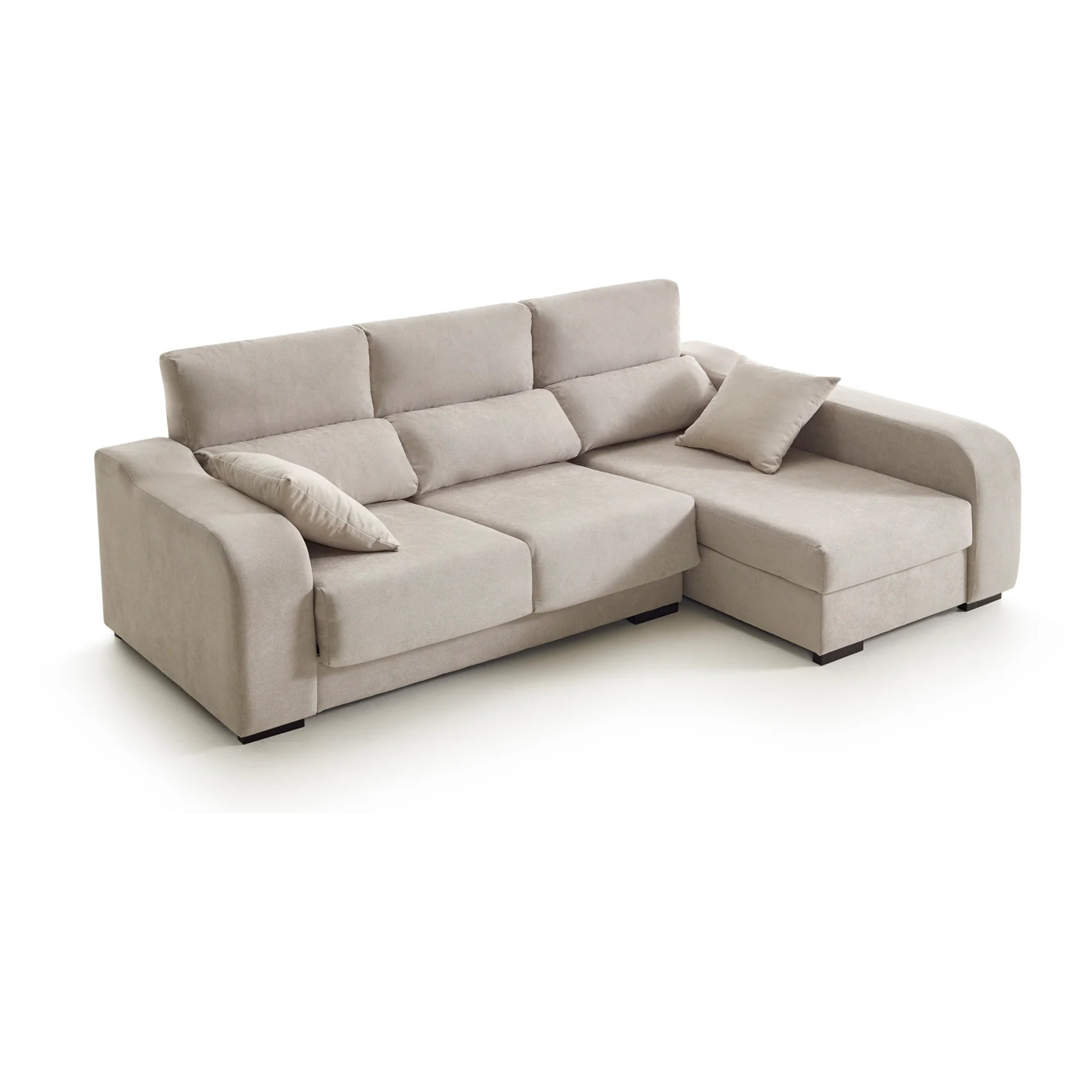 Sofá Chaiselongue Zafiro 3 Plazas Tela Antimanchas Derecha Color Beige