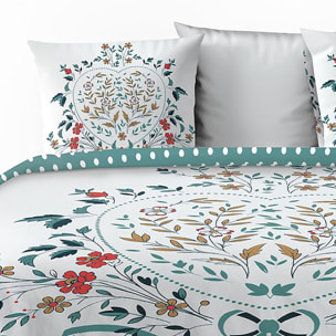 Parure housse de couette 3pcs avec taies oreiller 100% coton 47fils capucine