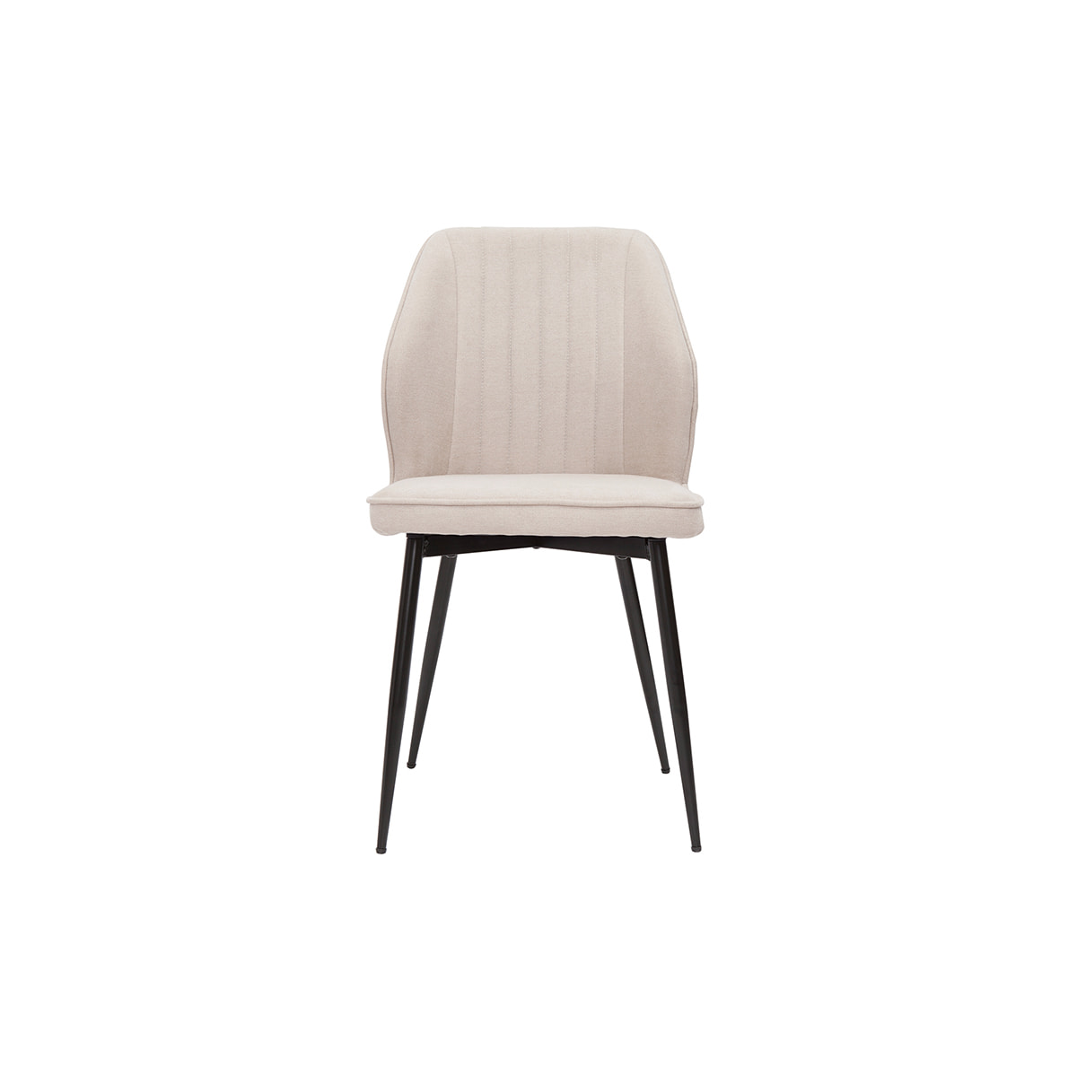 Chaises design en tissu effet velours beige et métal noir (lot de 2) FANETTE