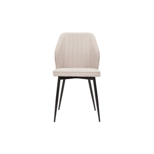 Chaises design en tissu effet velours beige et métal noir (lot de 2) FANETTE