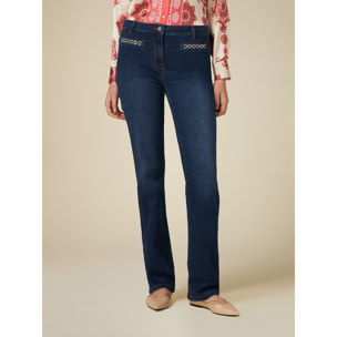 Oltre - Jeans regular con catene gioiello - Blu