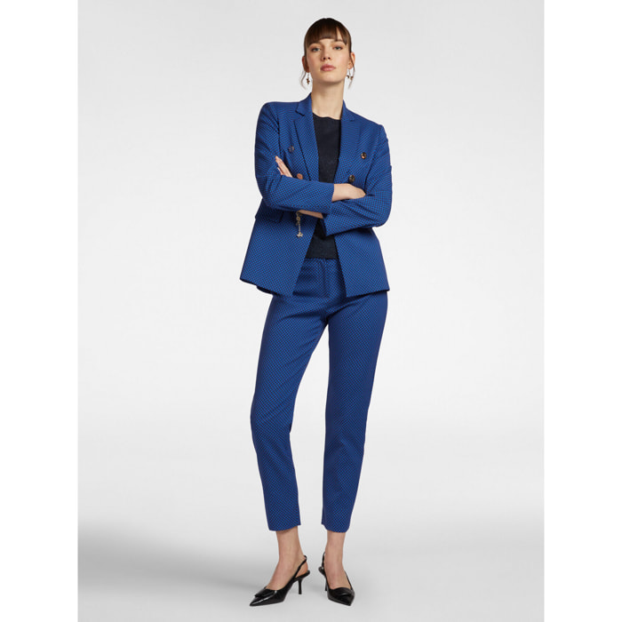 Elena Mirò - Pantaloni dritti in tessuto jacquard - Bluette