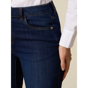 Oltre - Jeans regular in denim con rivetti decorativi - Blu