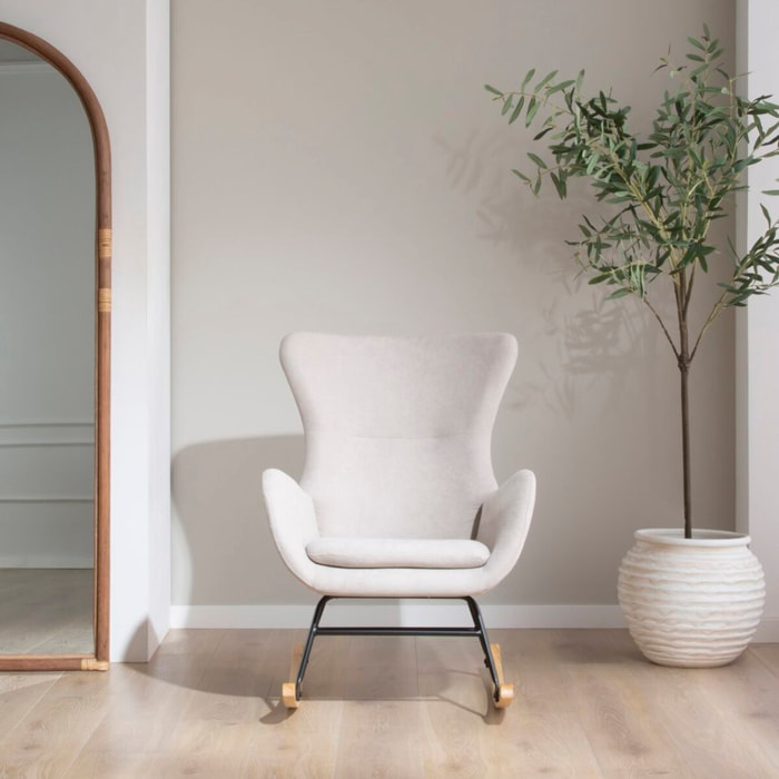 Fauteuil Vinci -siège en acier, contreplaqué, mousse et tissu-couleur beige 92 x 80 x 67 cm