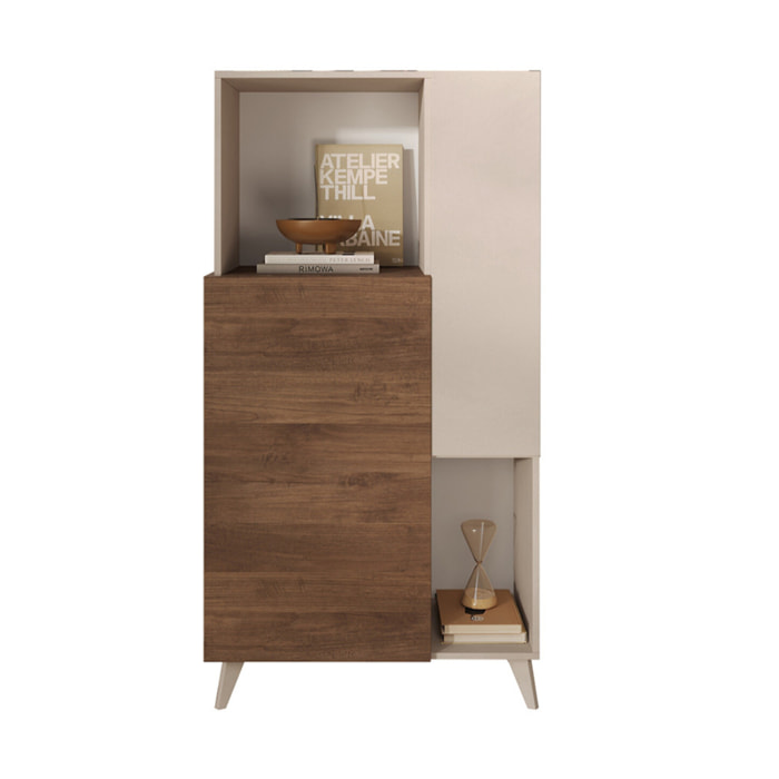 Estelle - buffet haut - 2 portes - 81x154 cm - Marron / Blanc