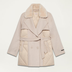 Oltre - Double-breasted down jacket with cloth inserts - Beige