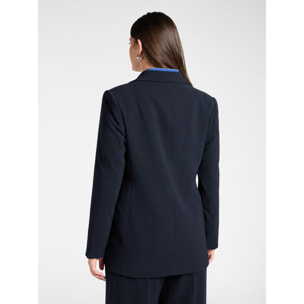 Elena Mirò - Blazer in crêpe con bottone Monogram - Blu